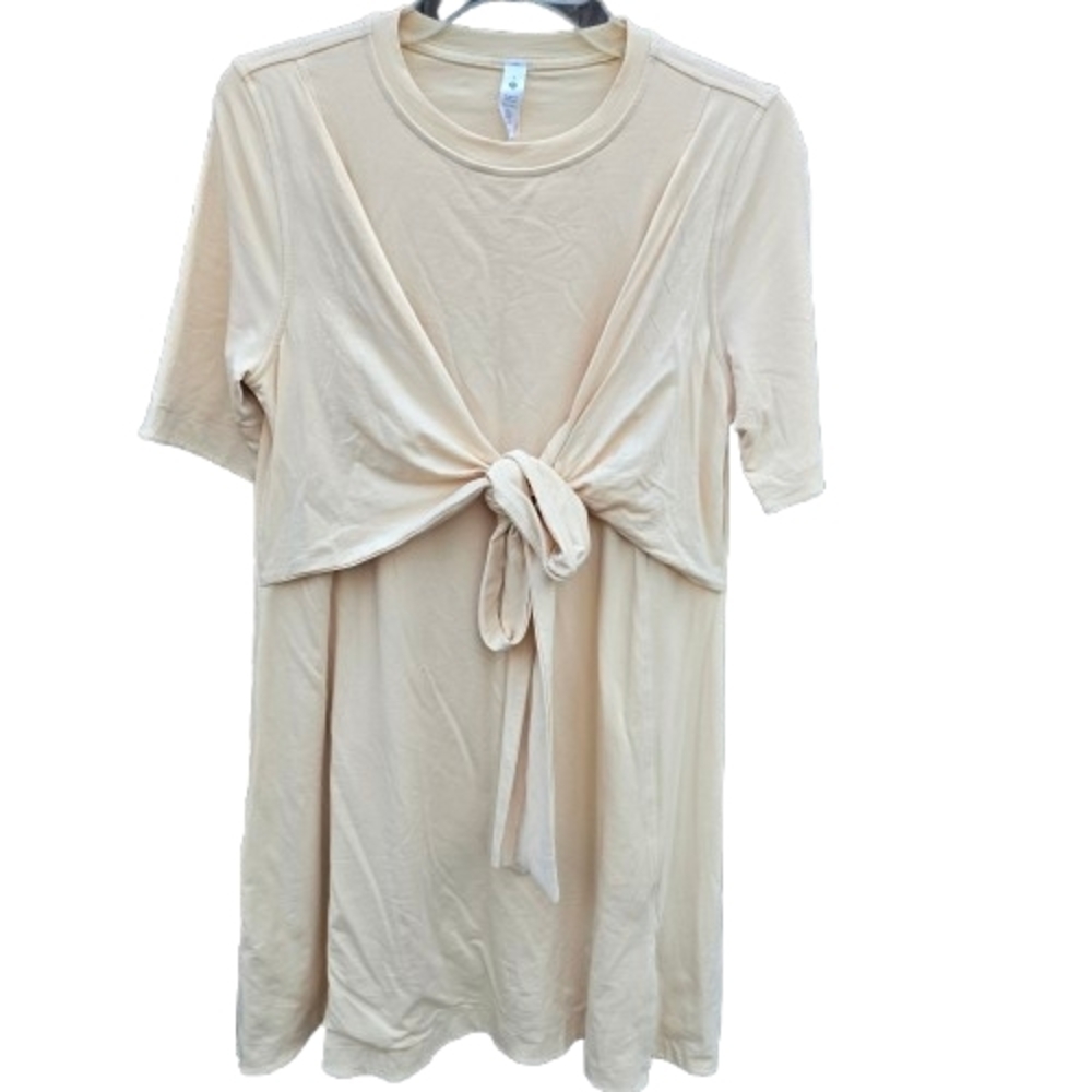Lululemon Cotton Cream Wrap Front T Shirt Dress Size 6